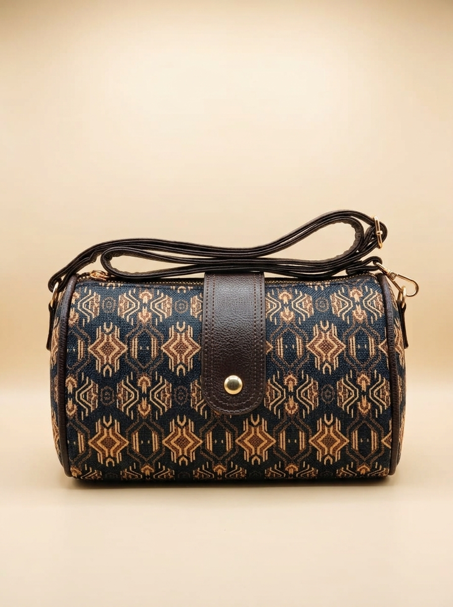 Jaipur Indigo Geometric Cylindrical Sling Bag