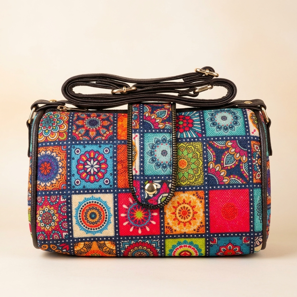 Jaipur Floral Medallion Cylindrical Sling Bag